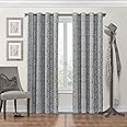 Eclipse Nadya Print Thermal Insulated Single Panel Grommet Top Darkening Curtains for Living Room, 52 in x 63 in, Smokey Blue