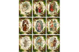 PAPER MOON MEDIA Victorian Images Vintage Christmas Graphics Collage Sheet, Digital Scrapbooking, Prints, ATC, Gift Tags 8.5 x 11"