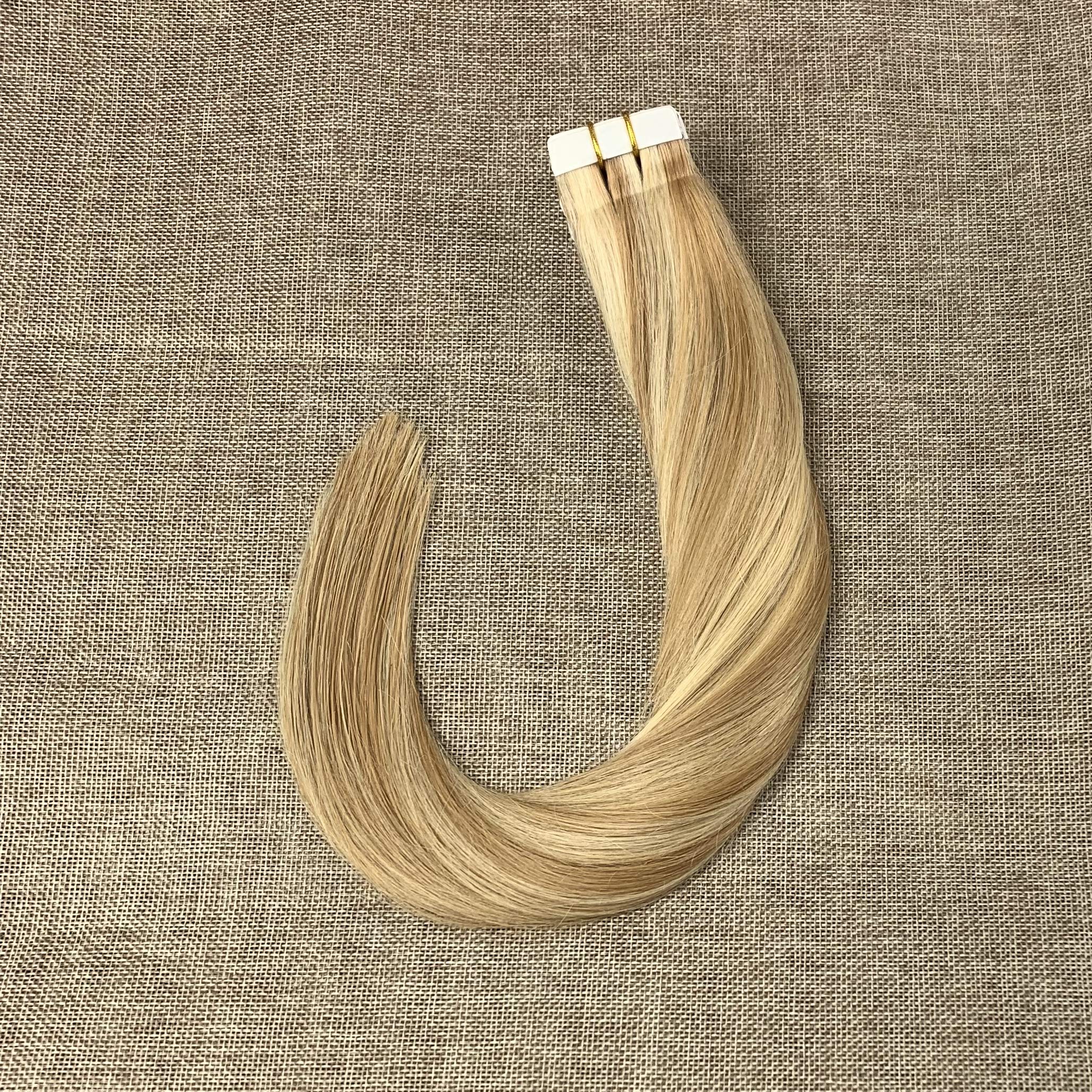 Komorebi #27/613 Honey Blonde And Bleach Blonde-20Inch Skin Weft Professional Hair Extensions Ombre Tape in Extensions Two-Town Colors 20Pcs 40 Gram Remy Hair Tape in Extensions