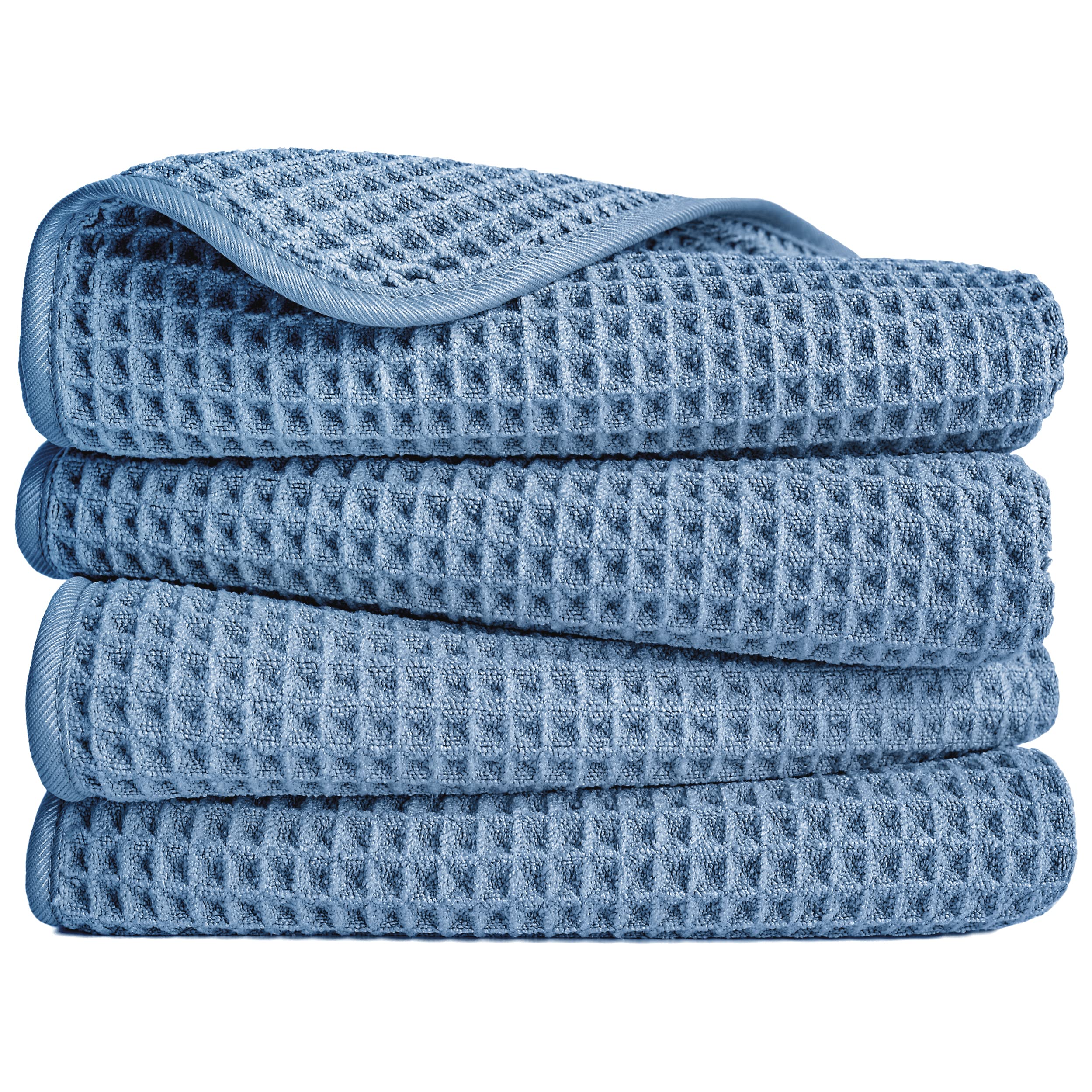 Photo 1 of POLYTE Microfiber Lint Free Hand Towel, 16 x 30 in, 4 Pack (Blue, Waffle Weave)