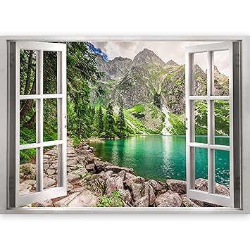 murando - 3D WANDILLUSION 140x100 cm Wandbild - Fototapete - Poster XXL - Fensterblick - Vlies Leinwand - Panorama Bilder - D