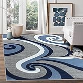GLORY RUGS Modern Area Rug Swirls Carpet Bedroom Living Room Contemporary Dining Accent Sevilla Collection 4817A (Navy, 4x6)