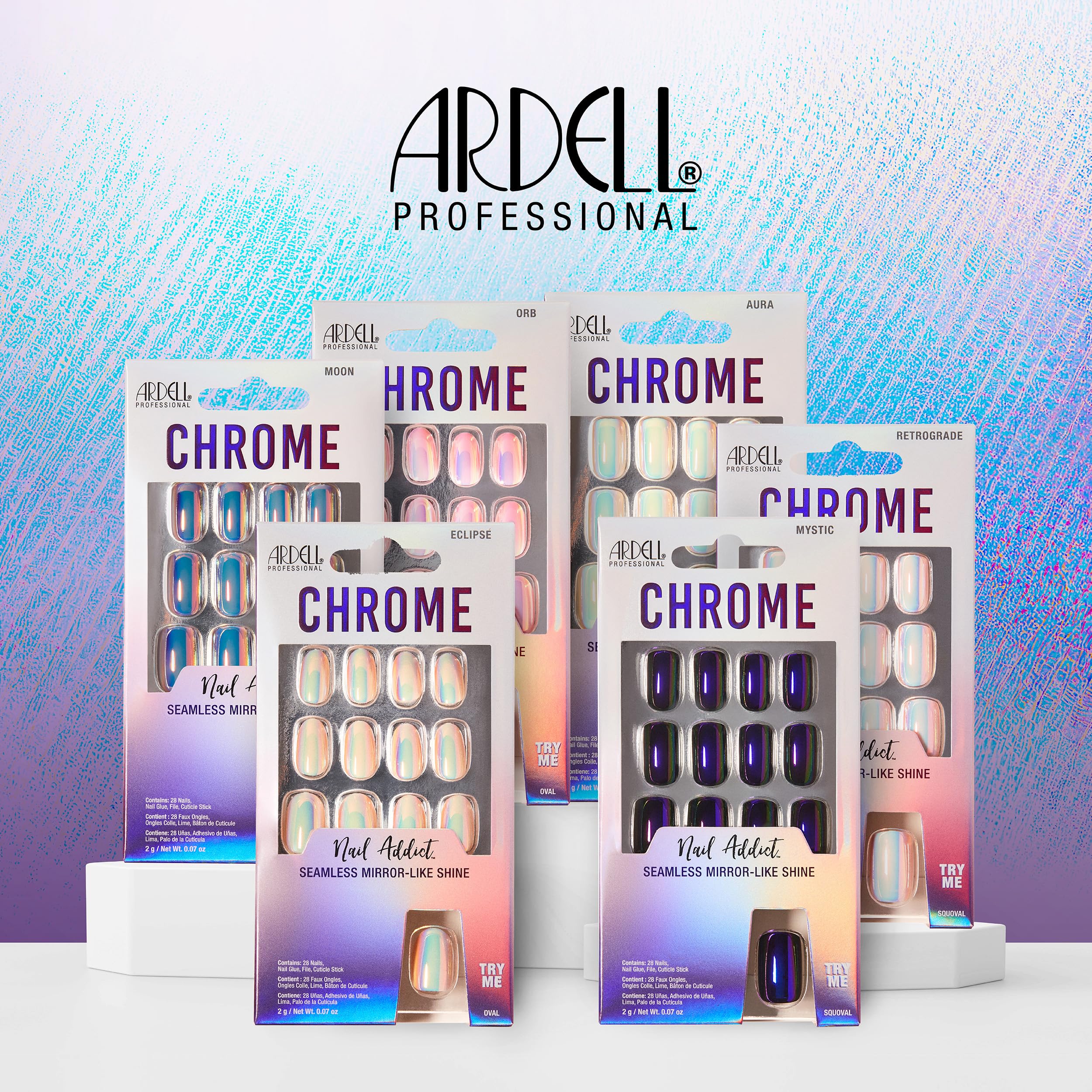 Ardell Nail Addict Chrome Aura, Press On Nails, Short Square Shape, Nail Kit, 1-Pack - Image 6