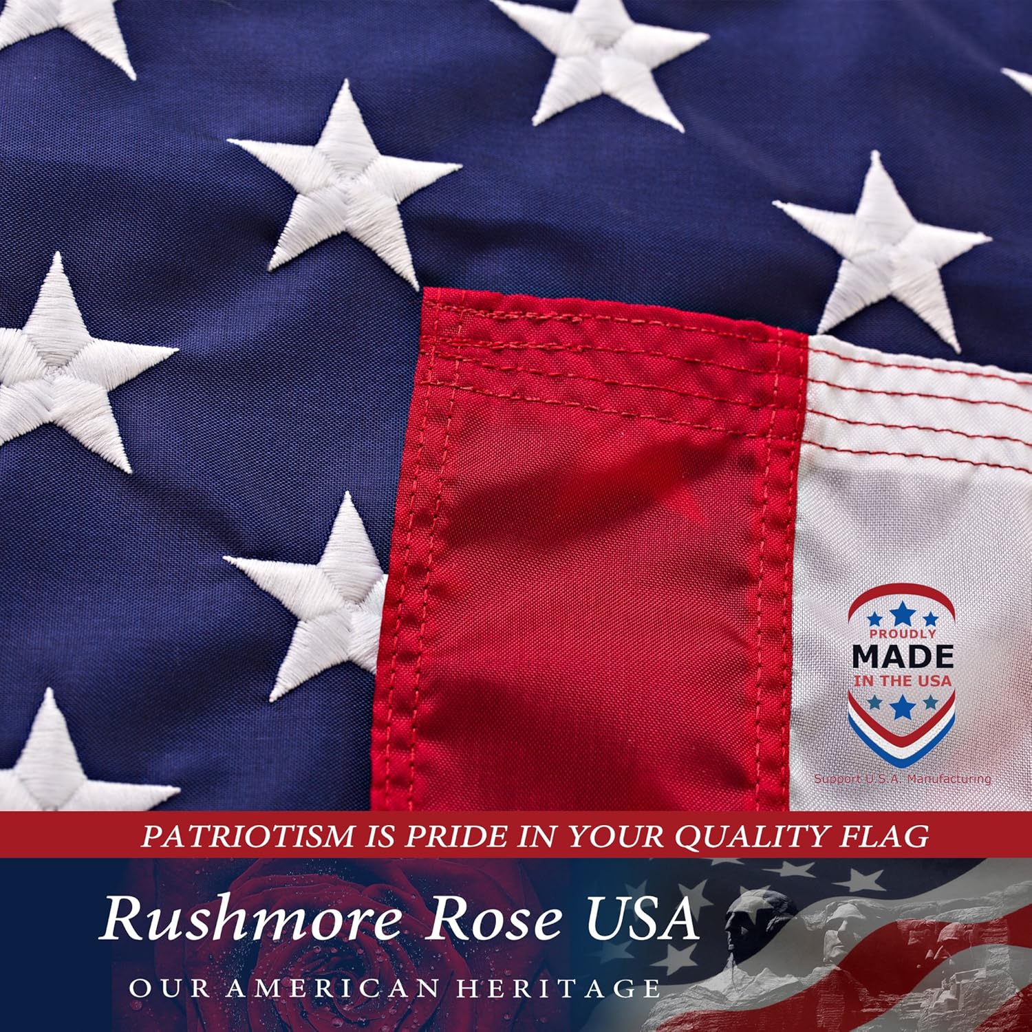 American Flag 3x5 - Made in USA. Premium US Flag. Embroidered Stars and Stripes - American Flags Made in America : Garden & Outdoor