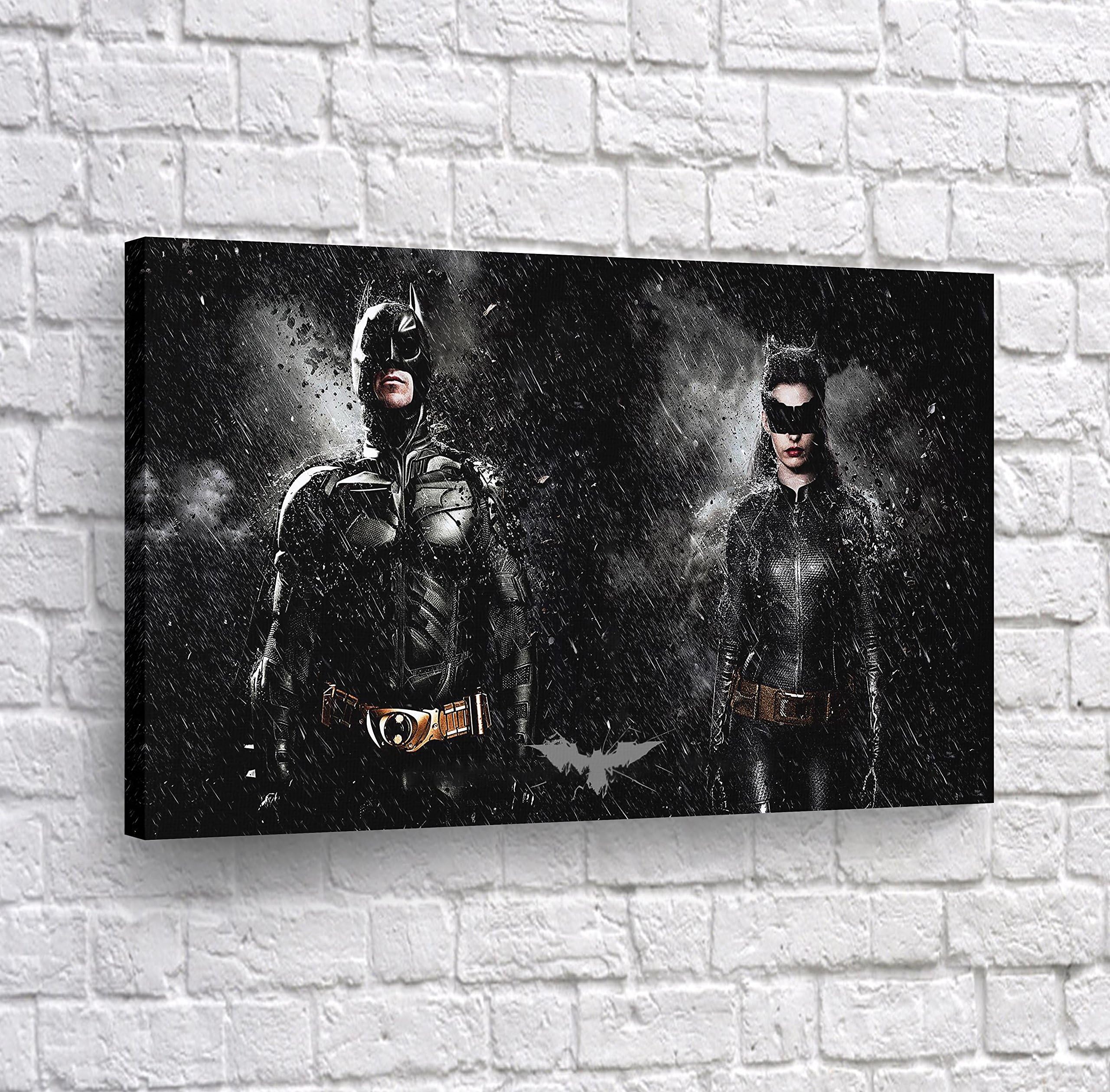 Buy4Wall BATMAN WALL ART Batman Batwoman Couple CANVAS PRINT Super Hero Home Decor Decorative Artwork Stretched and Framed -%100 Handmade in the USA - 8x12