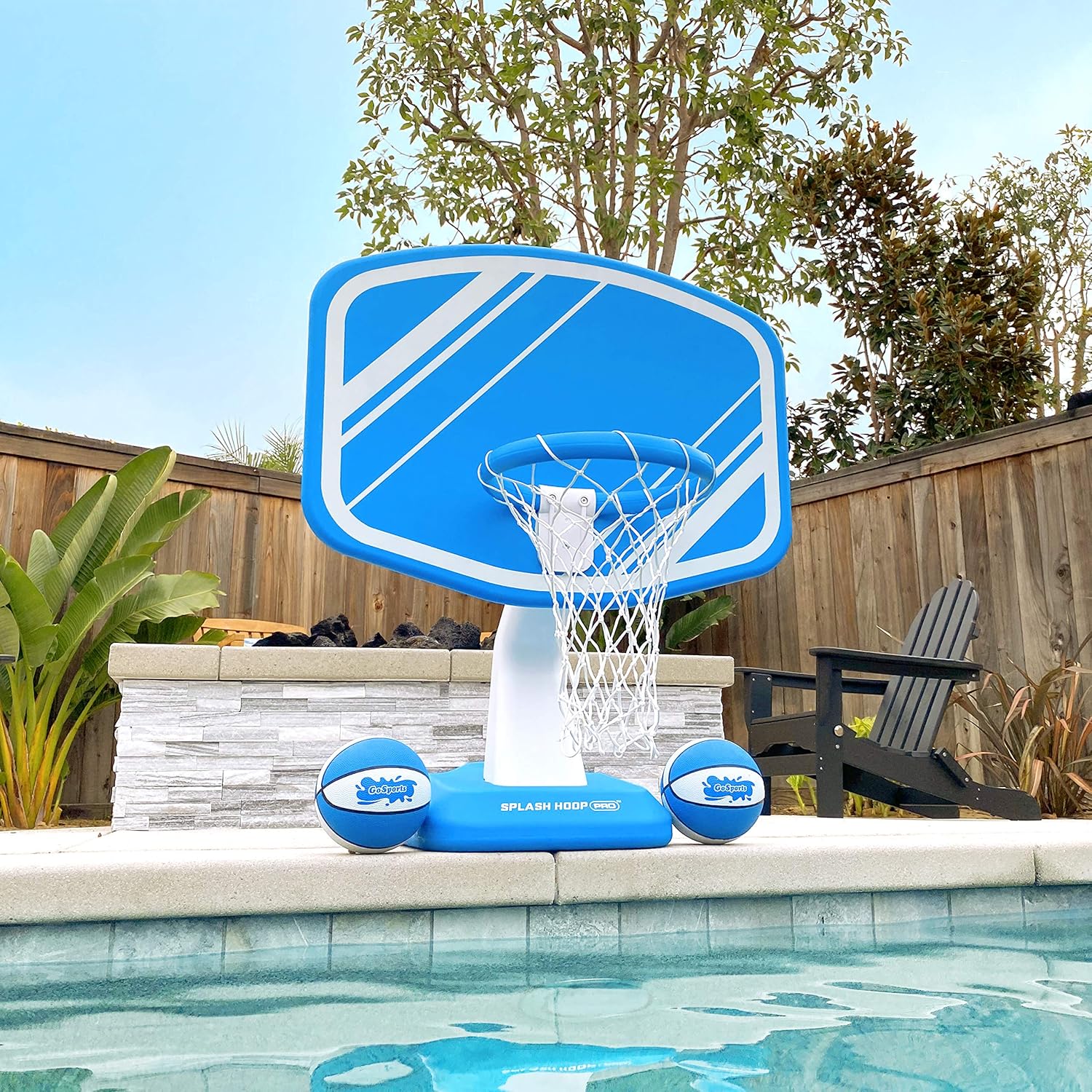GoSports Splash Hoop Pro Pool Basketball Game, Includes Poolside Water Basketball Hoop, 2 Balls and Pump: Sports & Outdoors