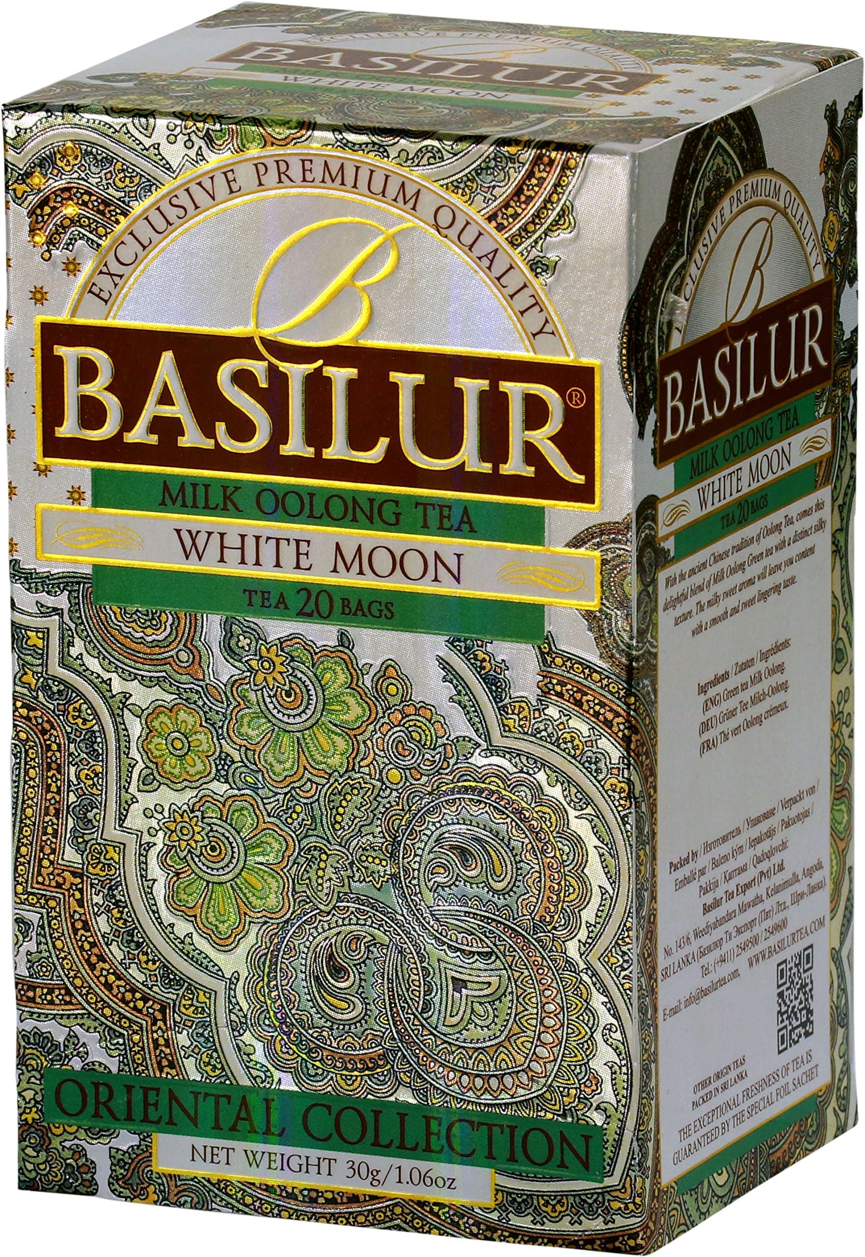 Basilur"White Moon " Oriental Tea Collection | Milk Oolong Chinese Green Tea | 20 Count Foil Enveloped Teabags