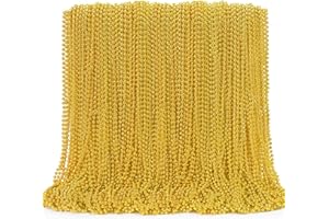 EOBOH 144PCS Mardi Gras Beads, Gold Bead Necklace Christmas Stuff, 33" Mardi Gras Beads Necklace Costume Bulk, Festival Parade Throw Accessories for Christmas Mardi Gras Wedding Birthday Party Supplies