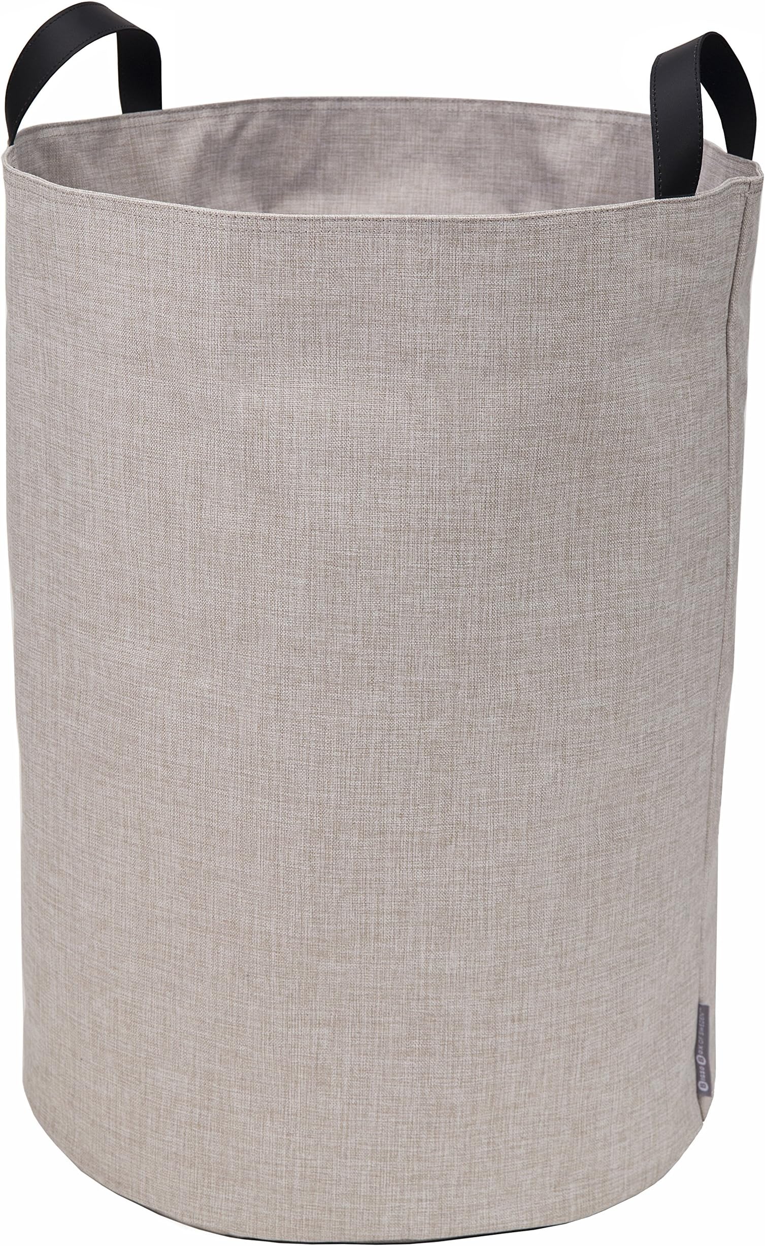 Bigso Box of SwedenStorage Basket for Clothes, Toys etc. - Free-Standing Laundry Basket with 2 Handles - Large Linen-Look Polyester and Cardboard Storage Bin - Beige