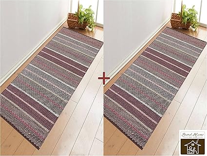 Saral Home Soft Cotton Multi Purpose Runner (Pack of 2, 70x180 cm), Multi