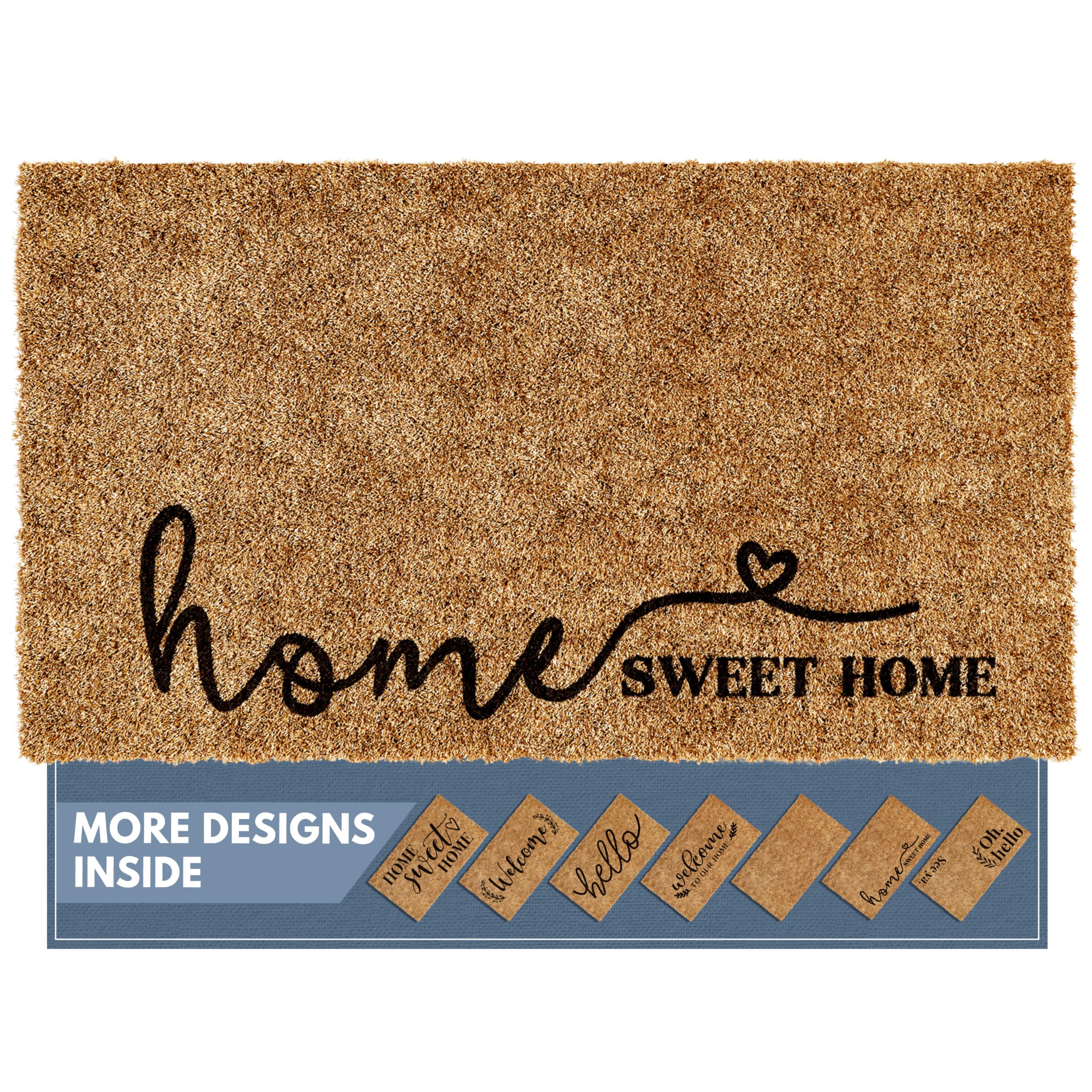 Barnyard Designs Home Sweet Home Doormat, Indoor/Outdoor Non-Slip Rug, Front Door Welcome Mat, Brown/Black, 30 x 17 inches