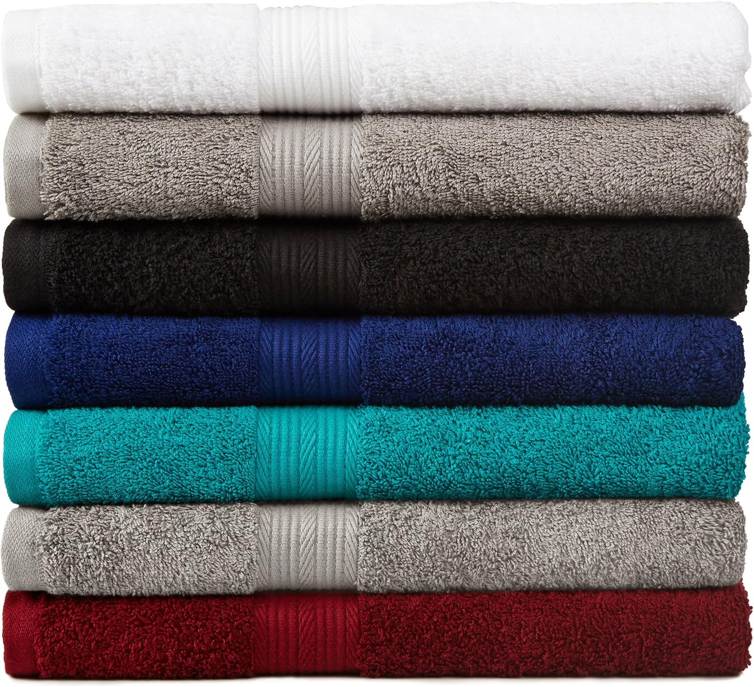 Basics 6-Piece Fade-Resistant Bath Towel Set - Grey: Home & Kitchen