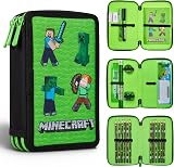 Minecraft Pencil Case for Kids Filled with Stationery Green Mob
