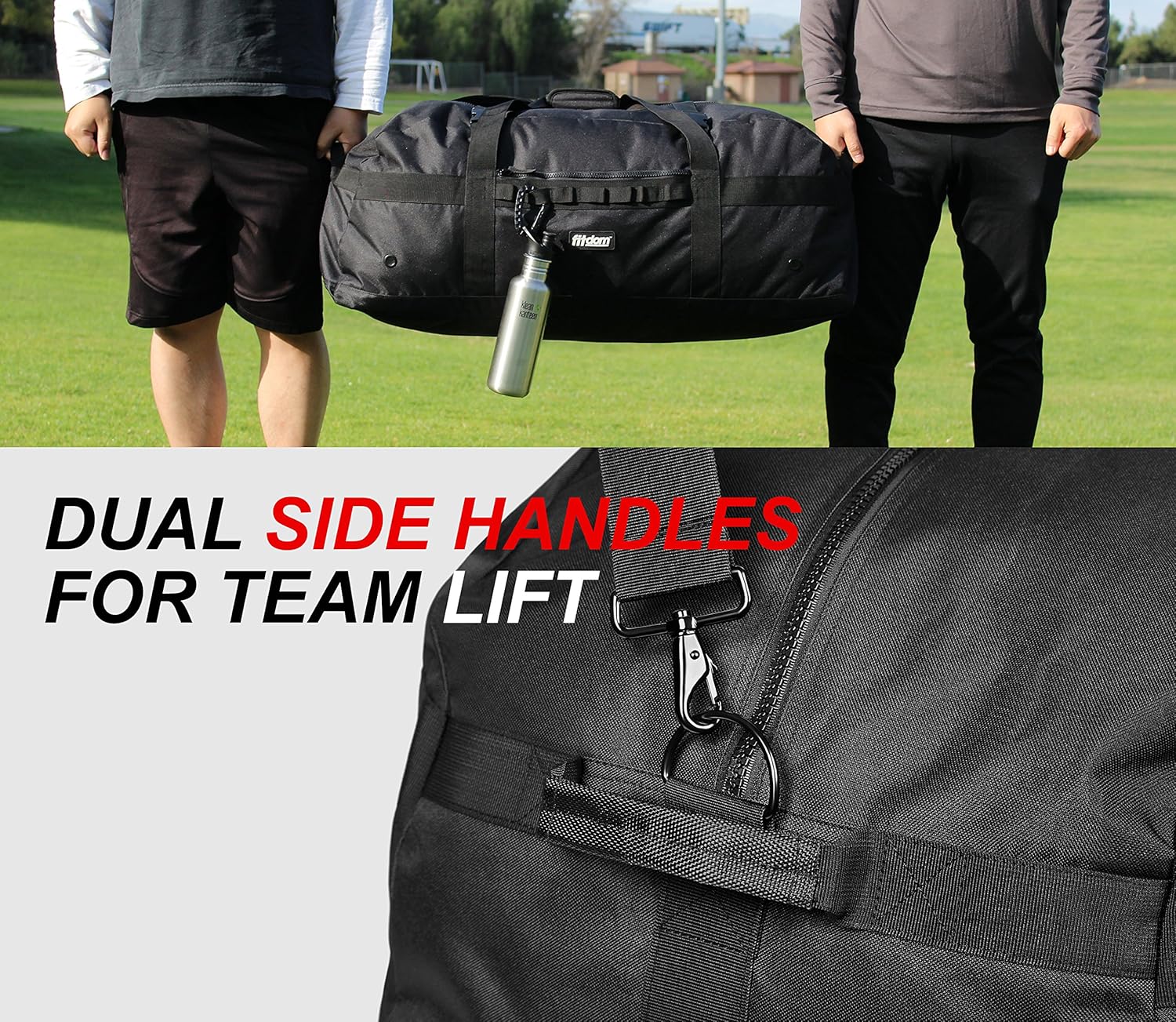  | Fitdom Heavy Duty Extra Large Sports Gym Equipment Travel Duffel Bag W/Adjustable Shoulder & Compression Straps. Perfect for Team Coaches & Best for Soccer Baseball Basketball Hockey Football & More | Sports Duffels