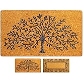 LUA VIKA Coir Doormat, 16''x27.5'', Tree of Life, Outdoor Indoor Welcome Mat for Home Entrance