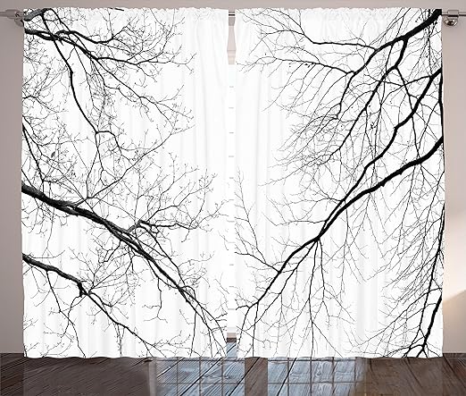 Amazon Com Ambesonne Forest Curtains Trees Branches Leafless
