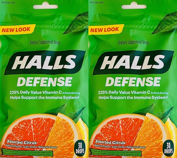 HALLS DEFENSE VITAMIN C ASSORTED CITRUS COUGH DROPS,...