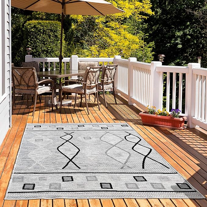 Maxy Home Outdoor Large Rug 8X10 (7'10" x 10') Sunlight Fade AllWeather