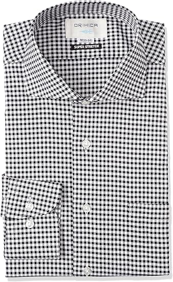 Amazon Co Jp オリヒカ Orihica カッタウェイシャツ 黒 ストレッチ ギンガムチェック Ftlc3717 Ftlc3717 黒 L Short 服 ファッション小物