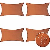 Home Brilliant Outdoor Pillows Covers for Patio Rectangle Pillow Cover 12x20 Lumbar Throw Piillow Covers Decorative Pillowcases Fall Thanksgiving, Set of 4, 12 x 20, Burnt Orange
