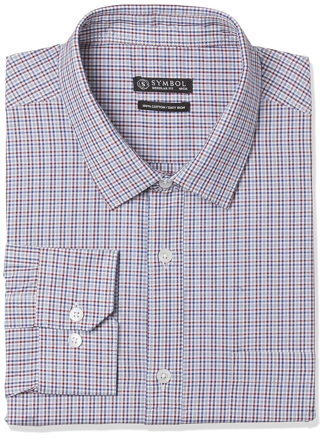 symbol amazon brand men's checkered regular fit business shirts