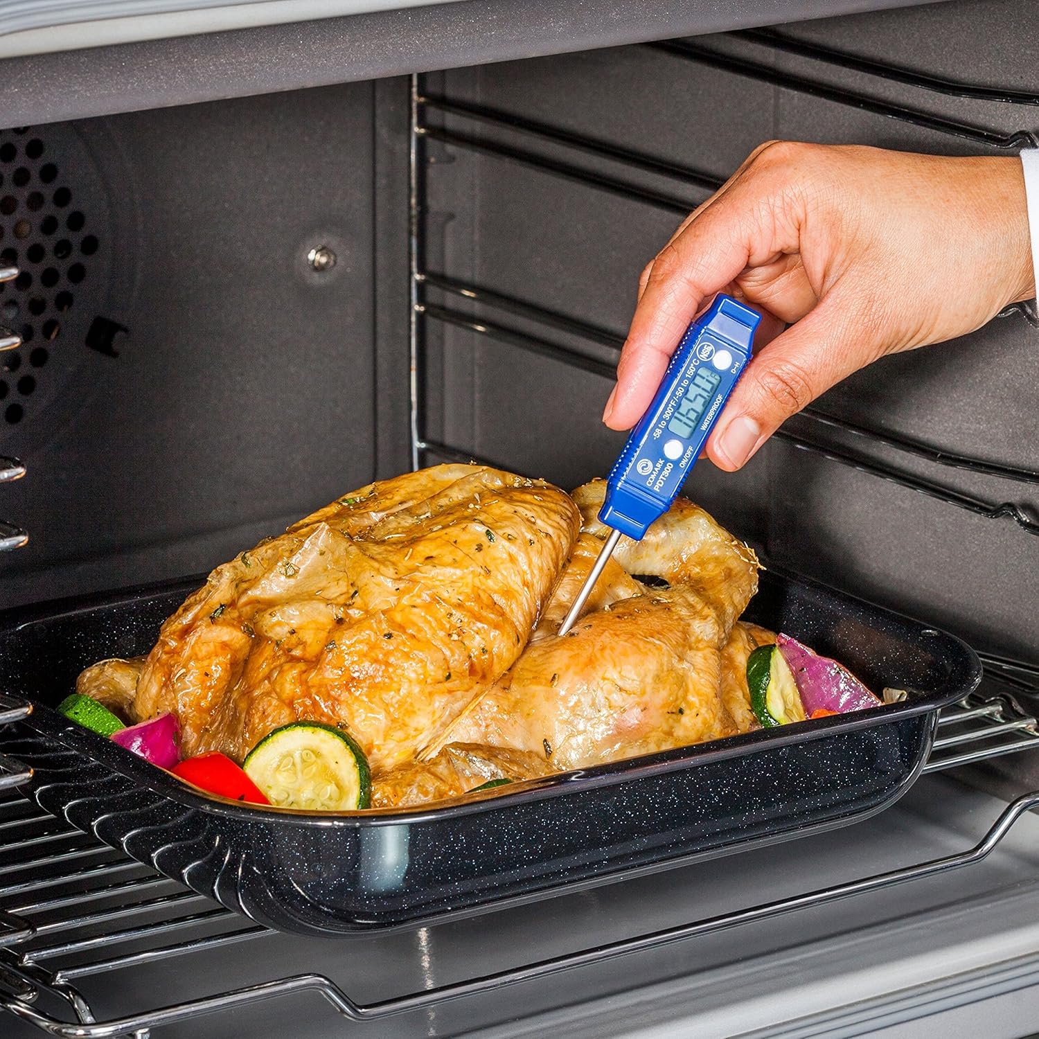 Comark PDT300 Waterproof Chefs Instant Read Thermometer for The Kitchen, Food Cooking, Grill, BBQ, Smoker, Candy, Home Brewing and Coffee, Blue: Industrial & Scientific