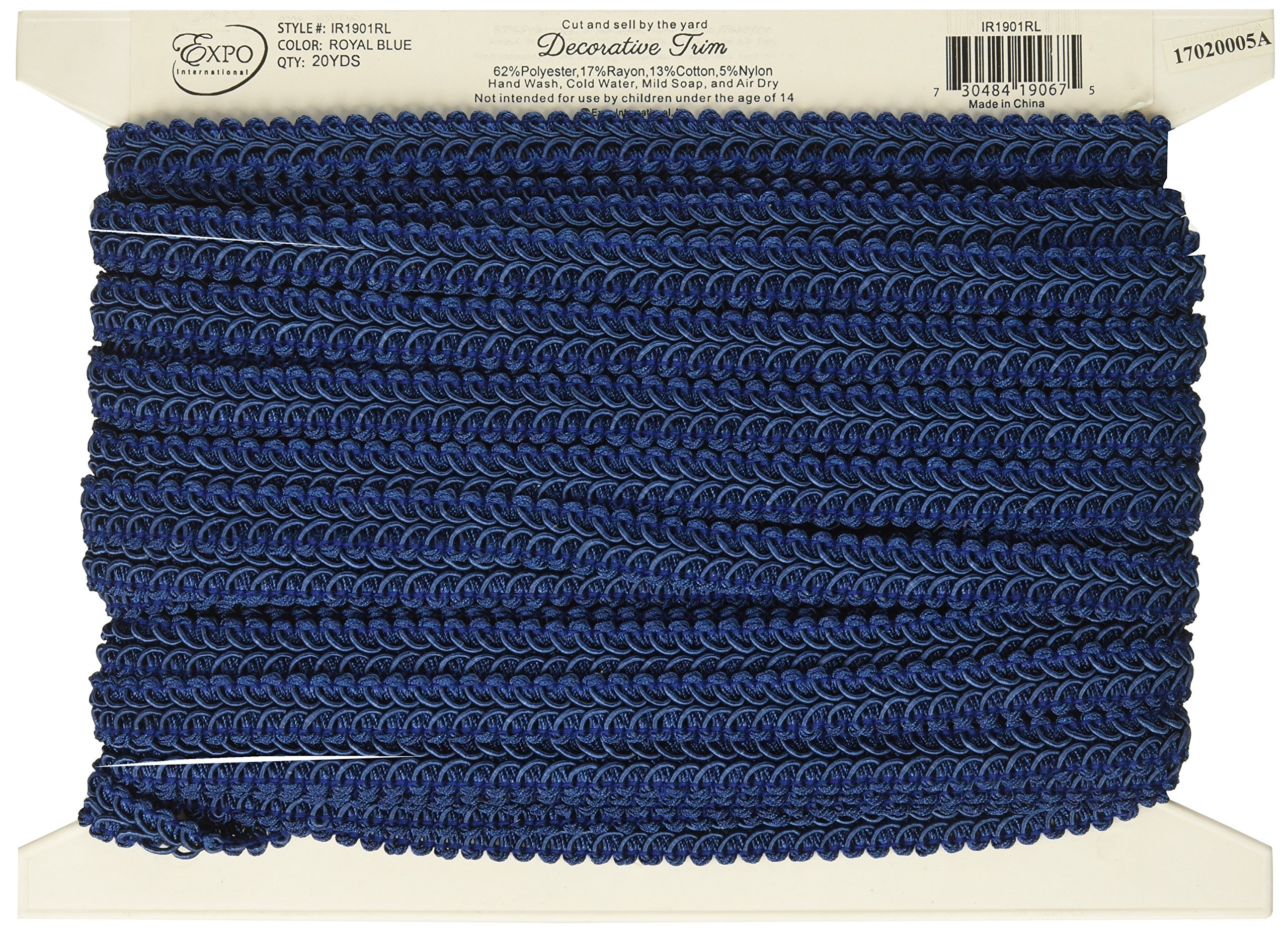 Trims by The Yard Alice Classic Woven Braid Trim, 1/2-Inch Versatile for Sewing, Washable Decorative Trim for Costumes, Home Decor, Upholstery, 20-Yard Cut, Royal Blue