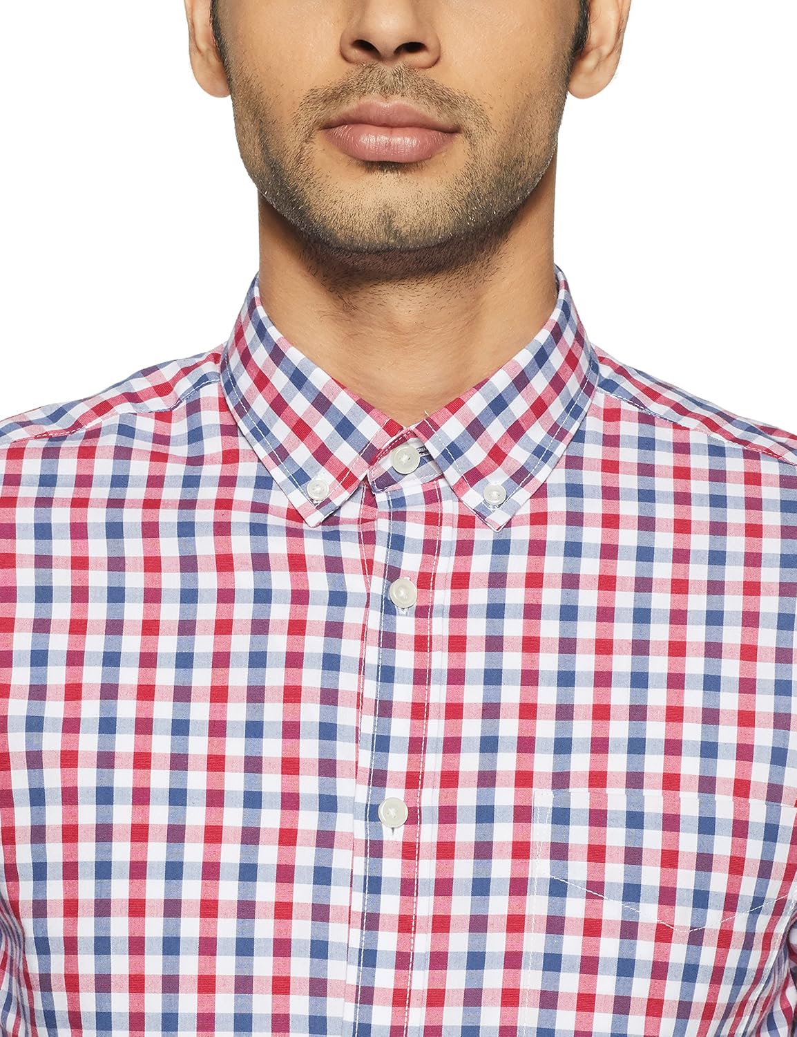 marks & spencer men's checkered regular fit casual shirt