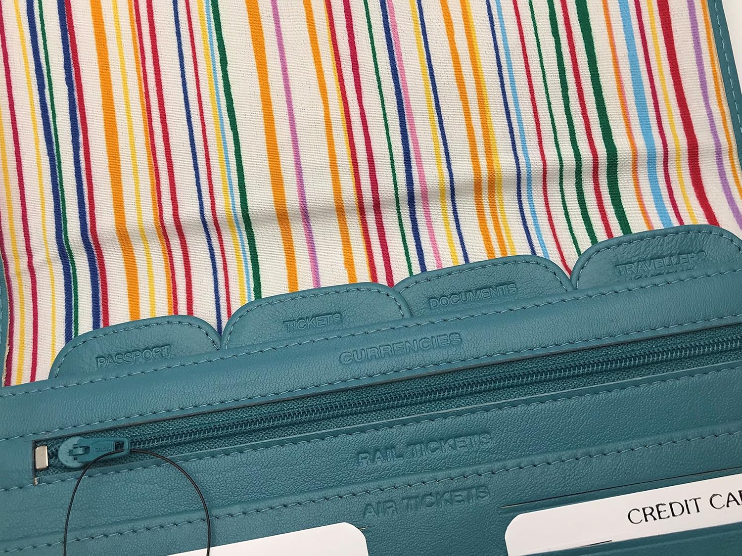Travel Document Wallet Lockable Soft Leather in Sea Blue Colour - Image 4