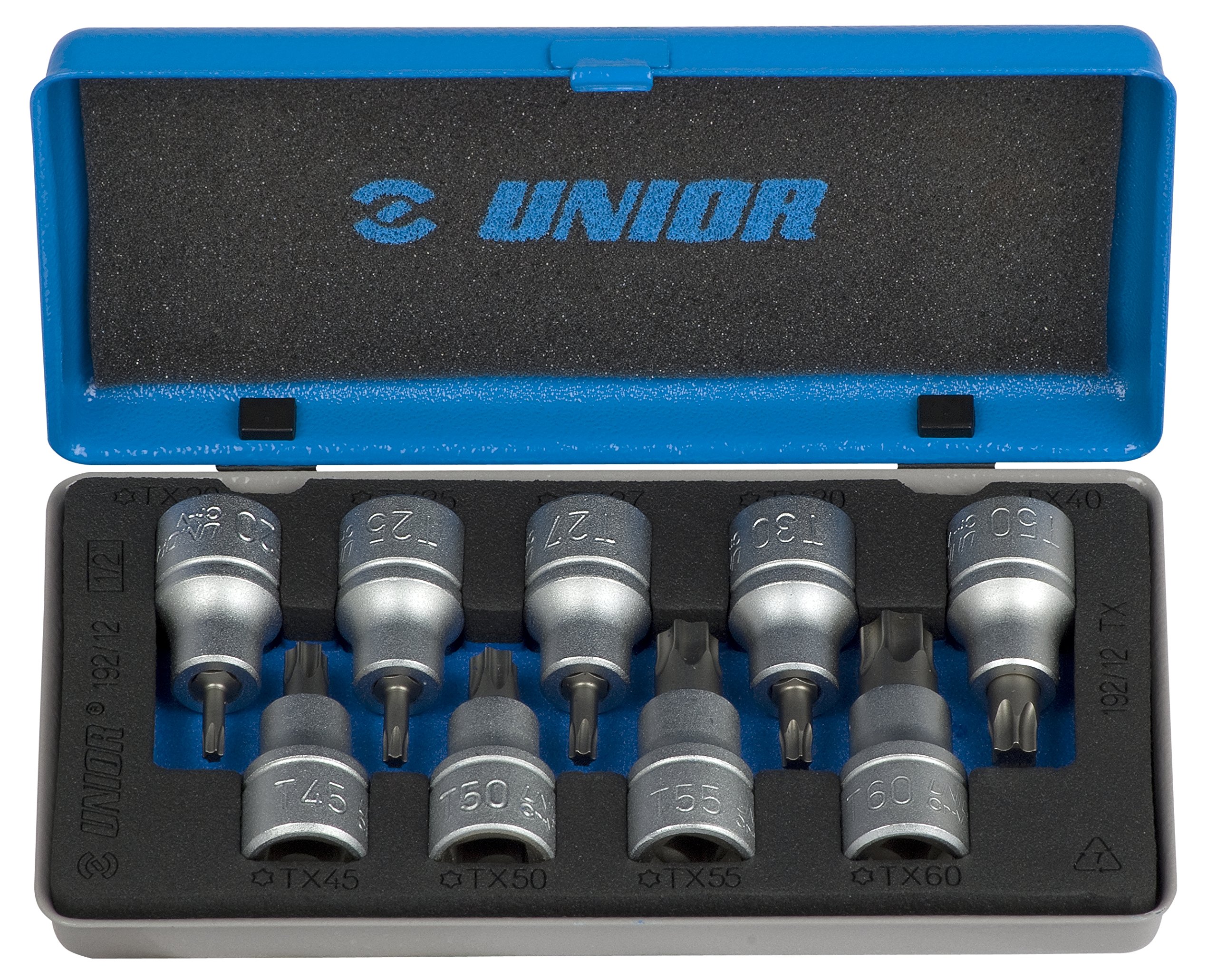 Unior 603657 - Juego of 9 1/2" Con perfil Torx in metal TX 20 to TX 60 Series 192/12