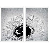 SIGNWIN 2 Piece Framed Canvas Wall Art Black and White Flowers Canvas Prints Home Artwork Decoration for Living Room,Bedroom - 16