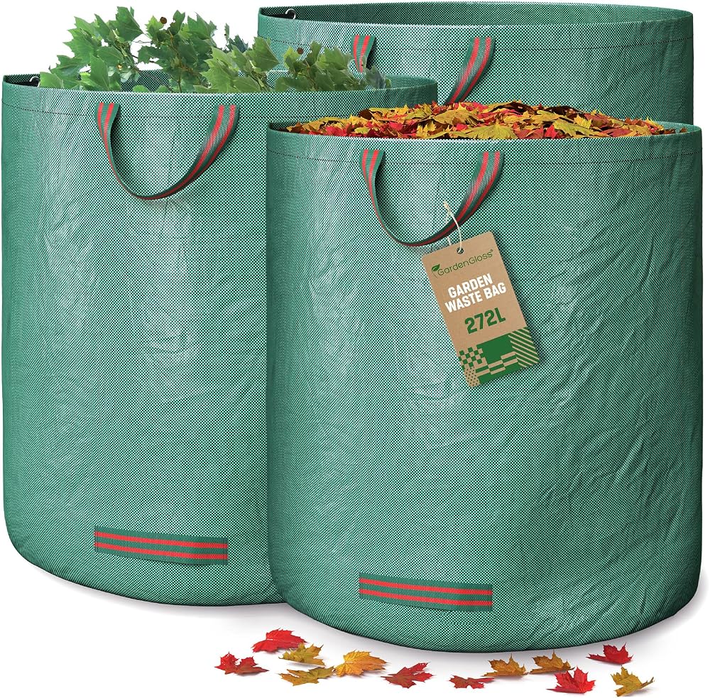 GardenGloss Garden Waste Bags Heavy Duty with Handles 272L 3 Pack