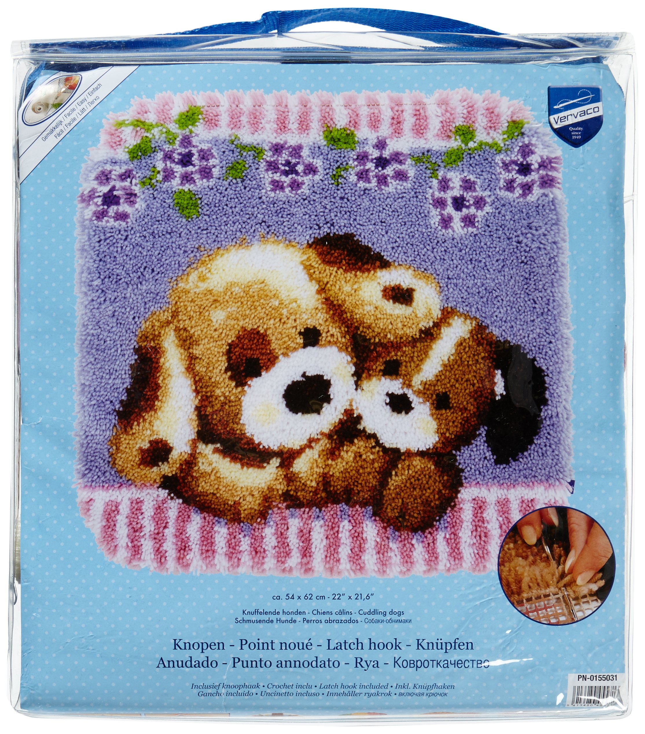Vervaco Latch Hook Kit: Rug: Cuddling Dogs, Other, NA, 55 x 54cm