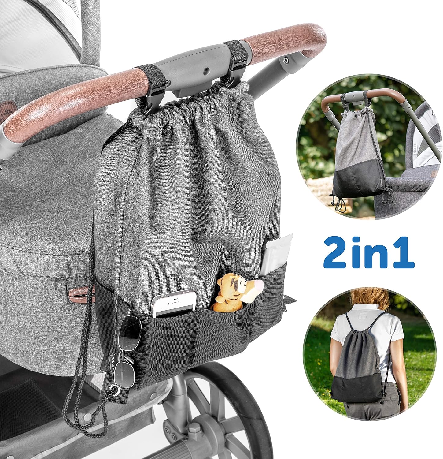 Zamboo Buggy Organiser Bag with Multiple Compartments and Pram