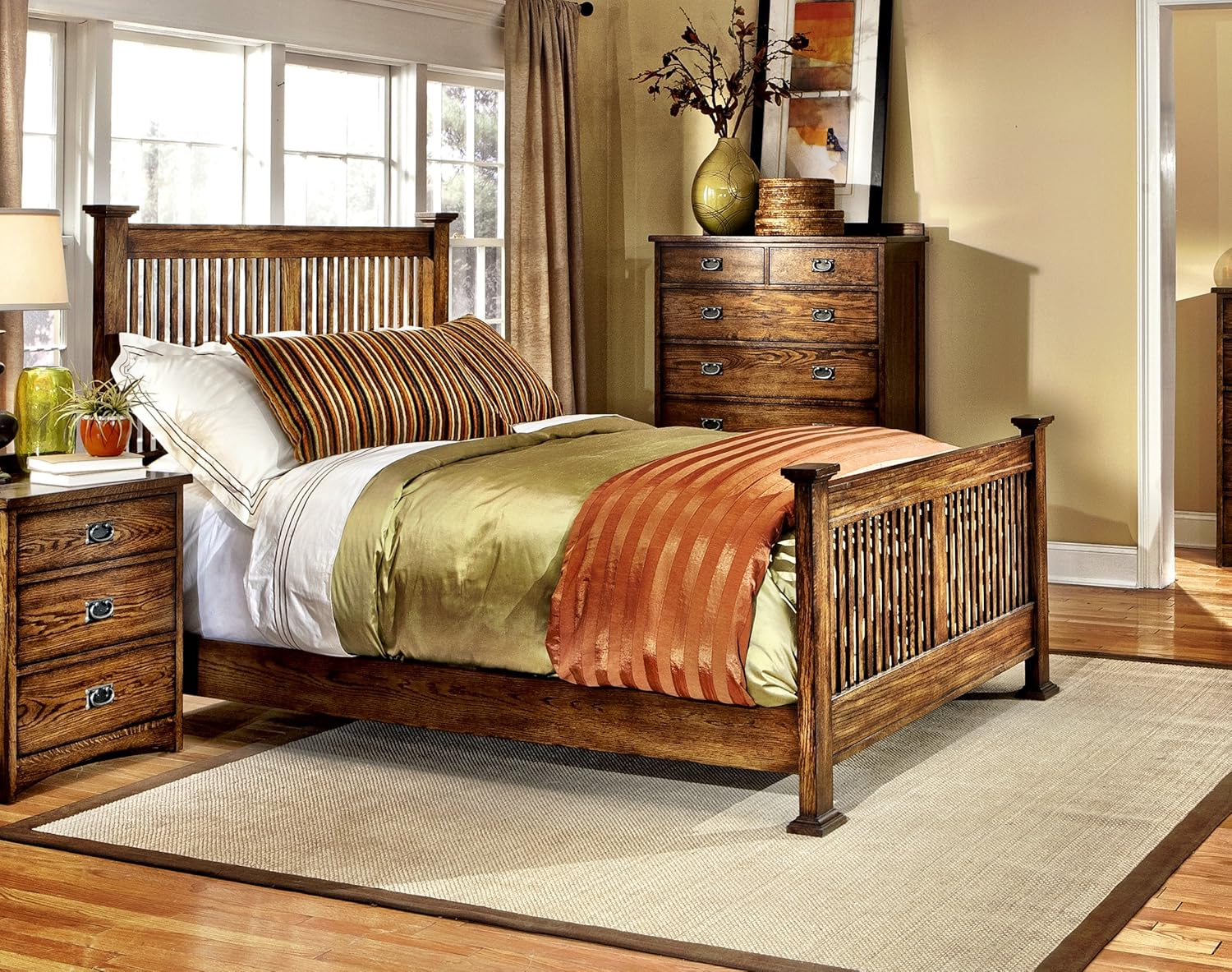 Best Queen Medium Oak Mission Headboard