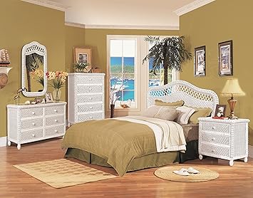 Santa Cruz 4 Piece Wicker Bedroom Group White