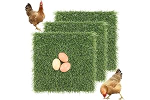GRASSCLUB Chicken Nesting Pads Set, 3 Pack 12" x 12" Turf Squares Mat Nest Box Bedding for Chicken Coop Artificial Grass Indoor Outdoor DIY Decor