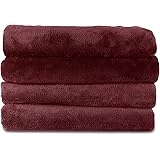 Sunbeam Microplush Heated Electric Throw Blanket with EliteStyle Controller, Garnet Red