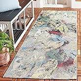 SAFAVIEH Washable Rug Outdoor Barbados Collection - 2'8" x 8' Runner, Black Green & Pink, Non-Shedding & Easy to Clean, Ideal