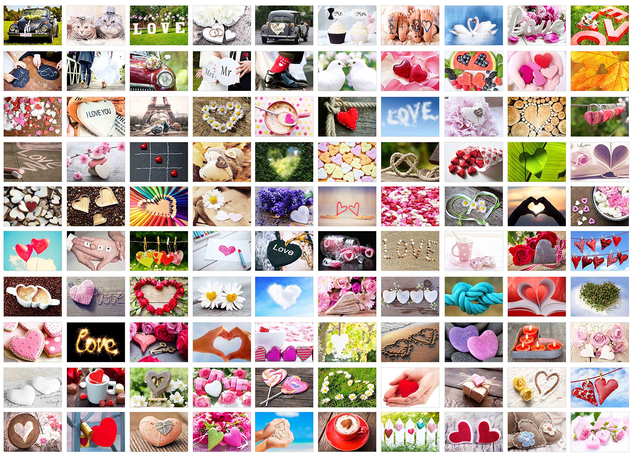 Edition Seidel 100 Premium Wedding Postcards Set - Wedding Game: One Postcard of Every Week - Wedding Gift - Love + Heart - Decoration Idea - Valentine's Day