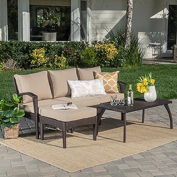 Amazon Com Maui Patio Furniture 5 Piece L Shaped Outdoor Wicker