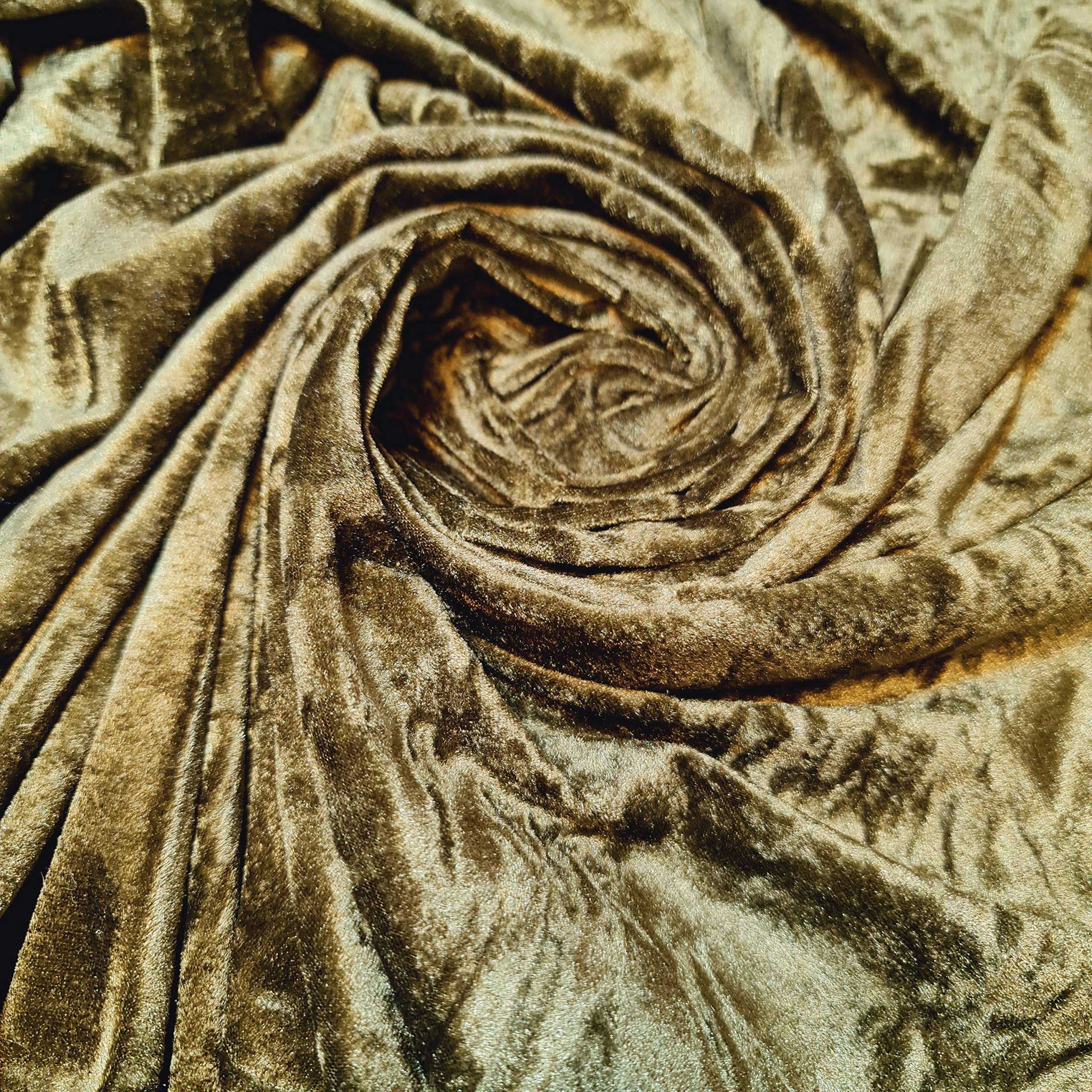 Textile Station Premium Quality Marble Crushed Velvet Medium Weight Stretch Fabric Material 58" Wide Available in 26 Colours (Olive)