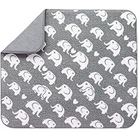 S&T INC. Reversible Baby Bottle Drying Mat, 16 Inch x 18 Inch, Grey Elephant Print