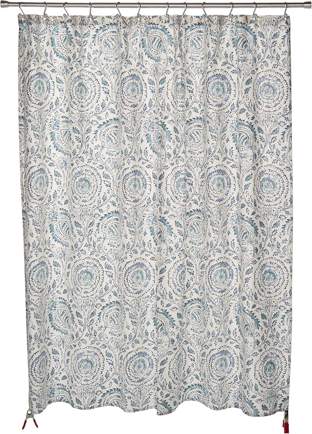 Amazon Com Echo Design Kamala Shower Curtain Blue Home Kitchen