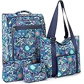 Sakroots On the Go 4 Piece Travel Bundle, Includes 21" Rolling Suitcase, Packable Large Tote, Medium & Small Pouches
