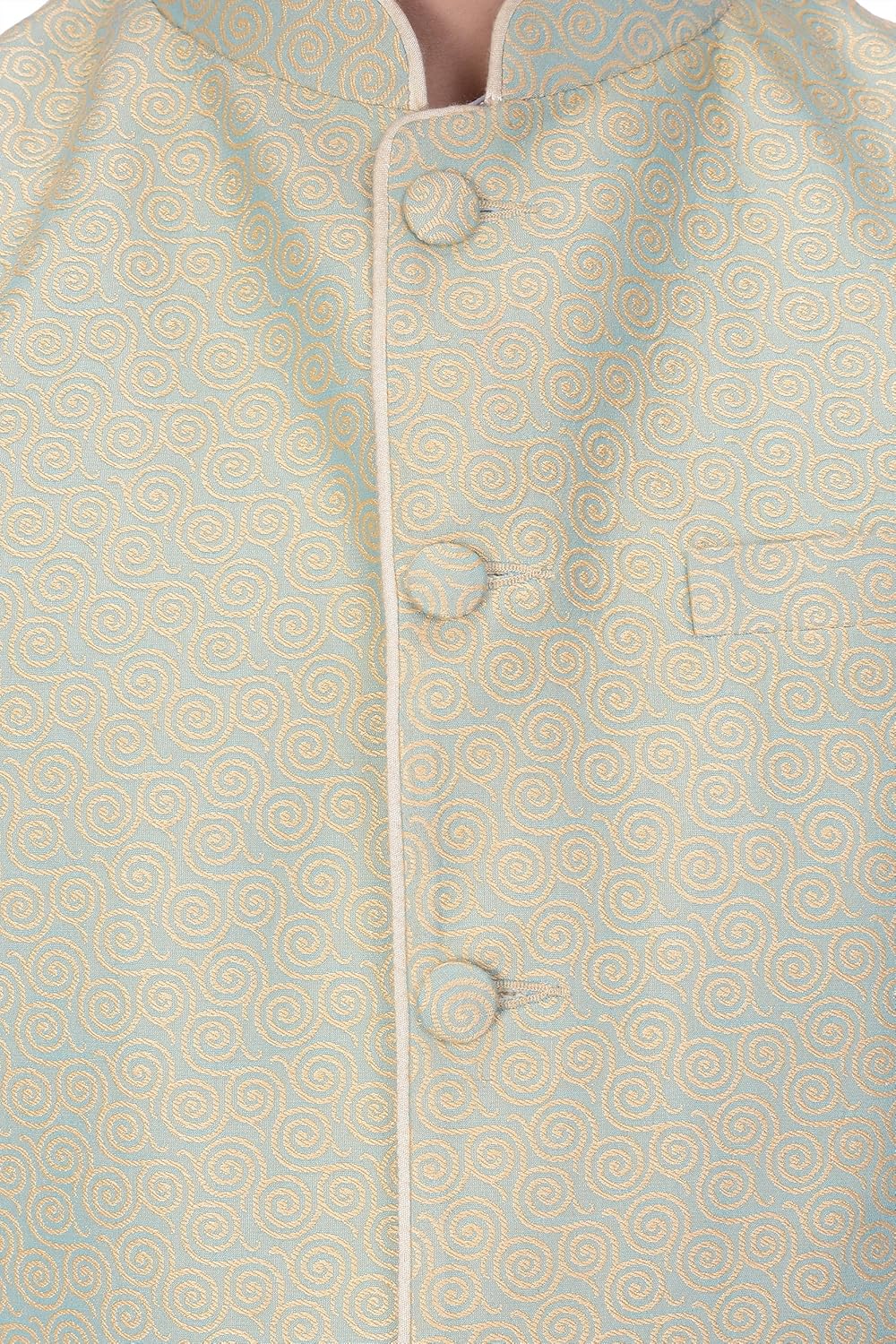 kisah men's woven cotton silk green nehru jacket