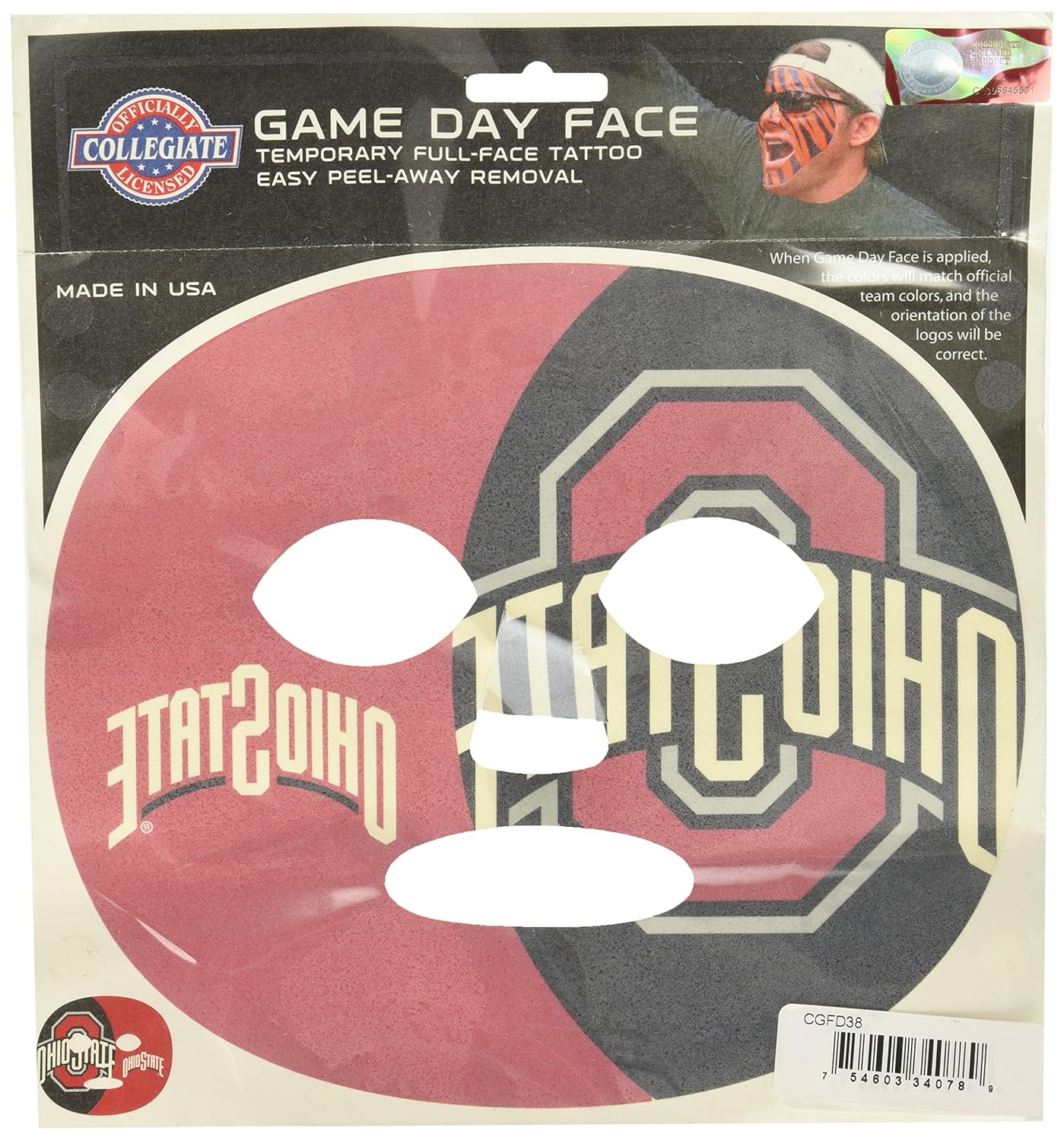 Siskiyou NCAA Game Day Face Temporary Tattoo