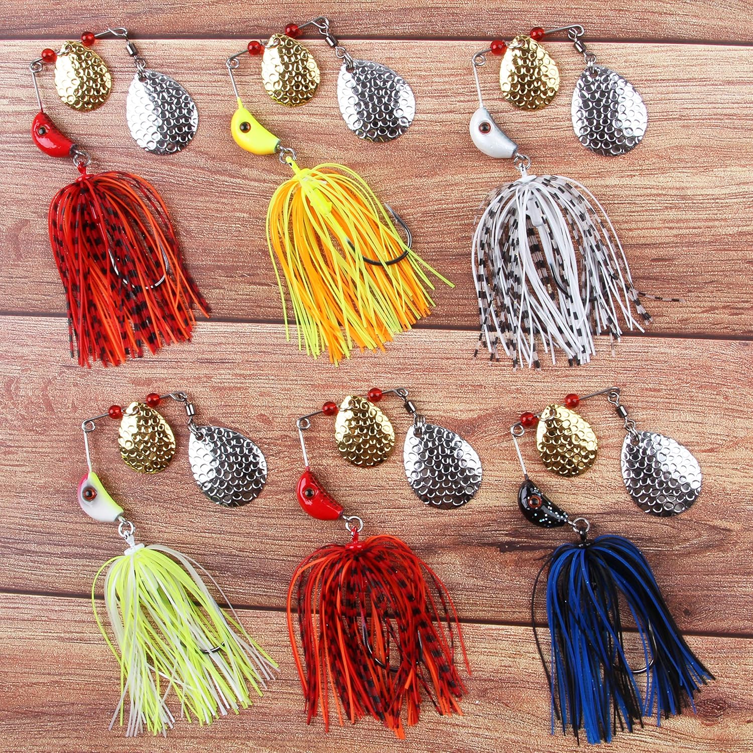 Spinnerbait Bass Fishing Lures Kit, 3/4oz Spinner Baits with Colorado Blades Multicolor Hard Metal Buzzbait Swimbait Jigs for Trout Walleye Pike Salmon Freshwater Saltwater Fishing : Sports & Outdoors