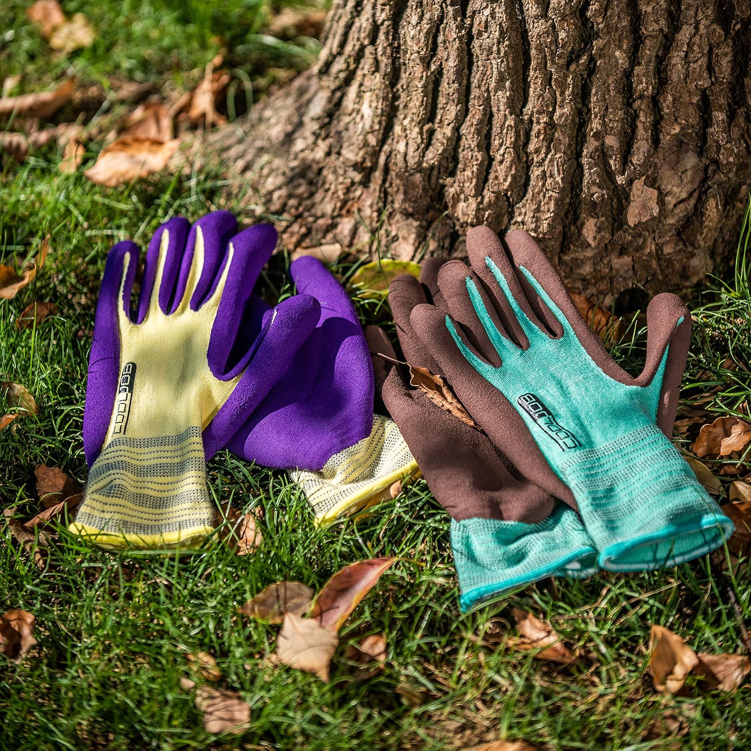 COOLJOB Gardening Gloves for Women and Men, Durable Rubber Coated Work Gloves, Lightweight, Breathable Comfortable Stretchy Modal Fabric, Yellow & Green (2 Pairs L) : Garden & Outdoor