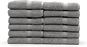 Linum Home Textiles 100% Turkish Cotton Sinemis Terry Bath Towel (Set of 12), Dark Grey